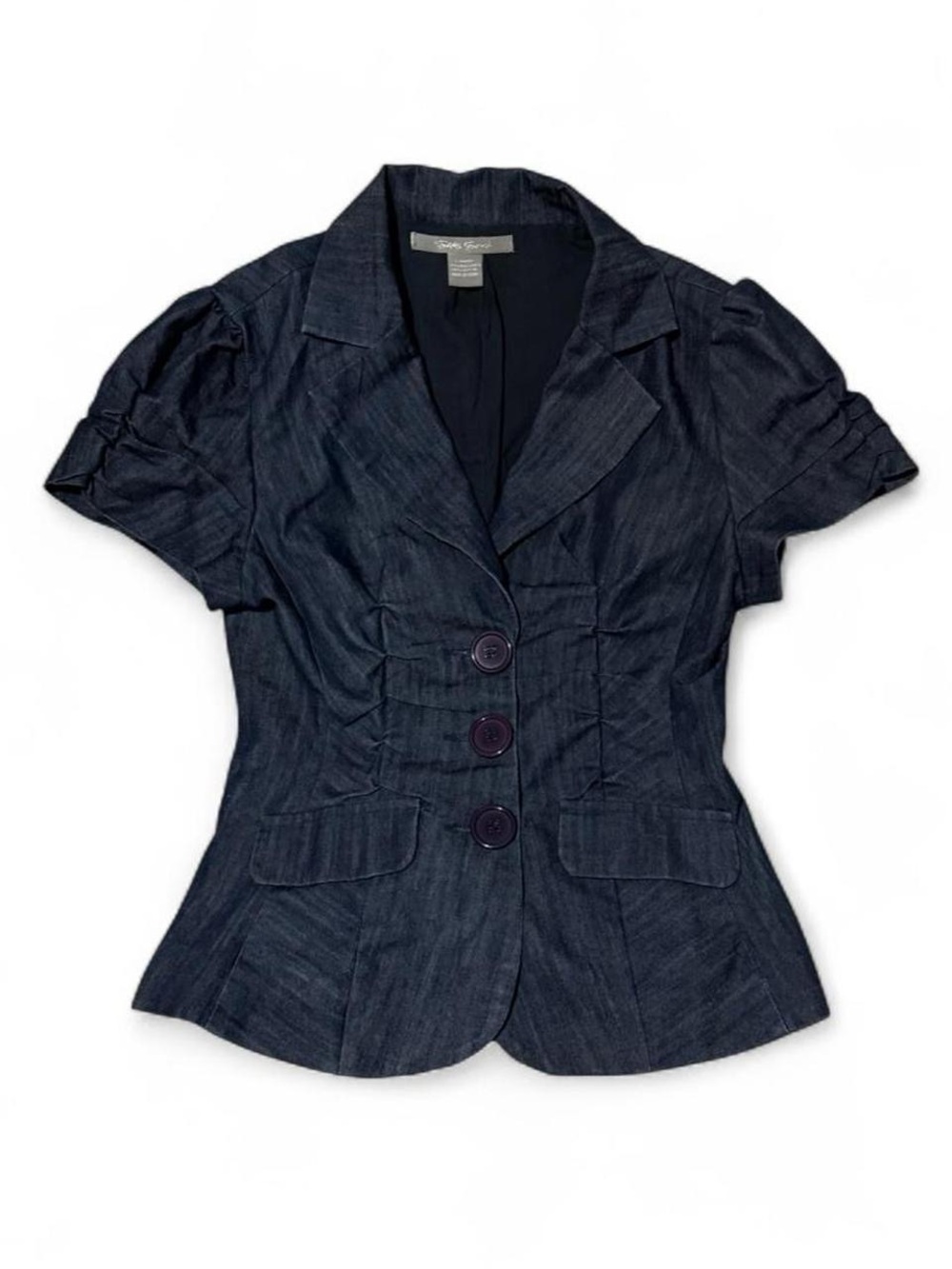 Navy Blue Denim Button Up Blouse